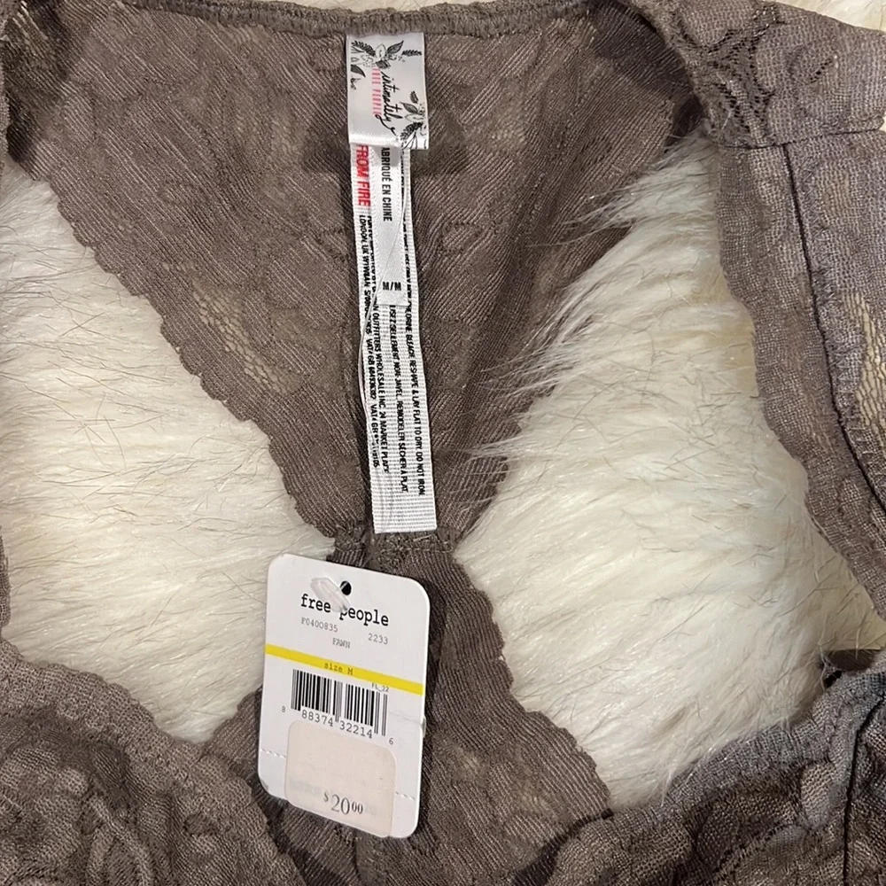 FREE PEOPLE Grey Lace Bandeau Bra, NWT